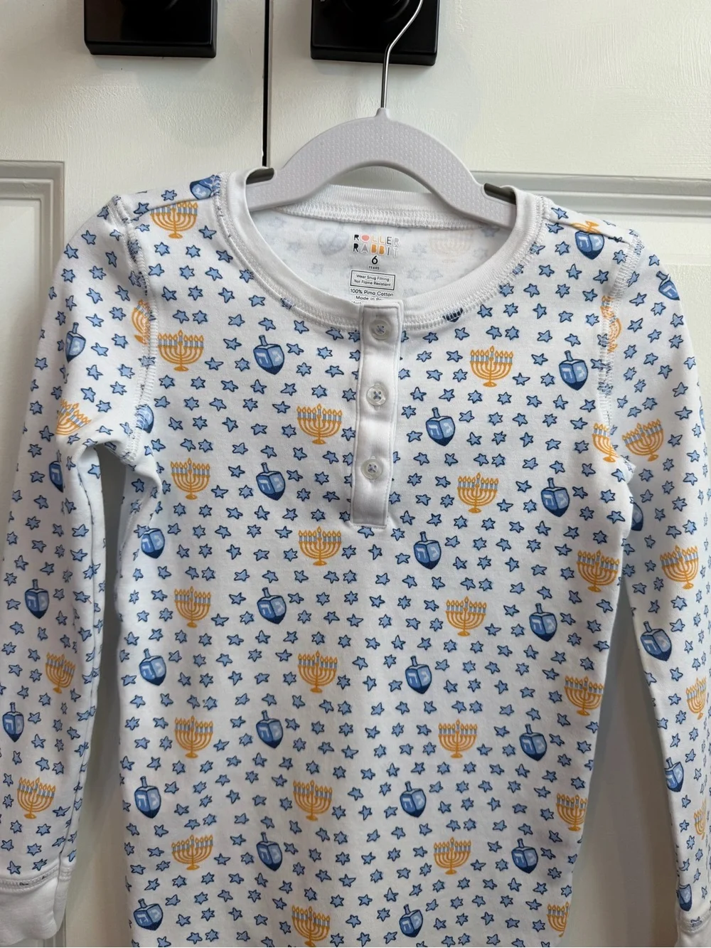 Roller Rabbit Kids Unisex Festival Of Lights Hanukkah Pajamas Size 6